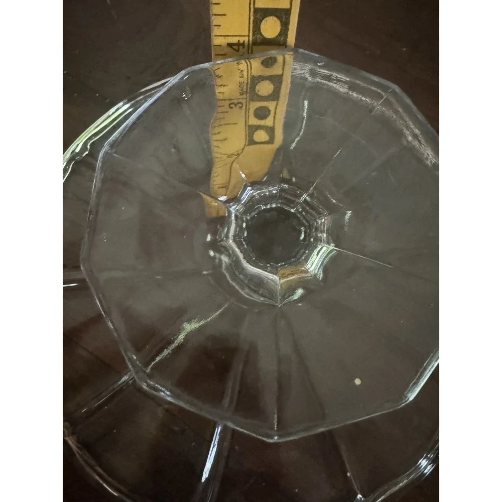 Vintage‎ Clear Glass Pedestal Cake Stand 10 Inch Petal Pattern Dessert Server